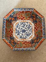 Vintage Japanese Imari Style Octagonal Porcelain Bowl Dish Floral