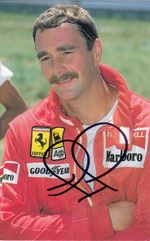 SIGNED NIGEL MANSELL ORIGINAL GRAND PRIX COLLECTION POST CARD AUTOGRAPH FERRARI