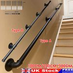 100cm-300cm Handrail Stair Rail Grab Balustrade Metal Staircase Banister Bar UK