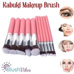 10Pcs Kabuki Makeup Brush Set – Face, Eyeshadow, Blusher & Powder Brushes – Prof