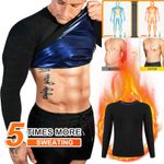 Men's Sweat Suit Sauna Weight Loss Heat Trapping Tank Workout Shirt Body Shaper 