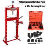 20T H-Frame Workshop Garage Hydraulic Gauge Shop Press & 23x Bearing Bush Driver