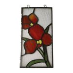 Stained Glass Window Panel Red Flowers Suncatcher Floral Sun Catcher 8.5 x 4.5