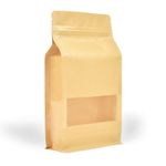 Kraft Flat-Bottom Bags 50pcs Standing Window Pouch with Zip Lock Heat Sealable