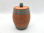Antique Torquay Terracotta Company (TTC) tobacco jar - barrel shaped blue enamel