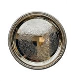 Engraved Reflective Vintage Silver-Plated Serving Tray - Round  /  Trays /Plate