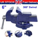 6" Heavy Duty Engineer Vice Vise Swivel Base Workshop Clamp Jaw Work Bench Table