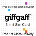 50 x GIFFGAFF £5 FREE CREDIT  SIM MICRO NANO STANDARD SAMSUNG S8 S9 S10 EDGE