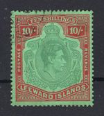 M30358 Leeward Is 1938 10/- Red /Green Fine Used Sg 113b Cat £120