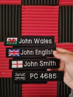 PERSONALISED 3x15 cm Union Jack sew on hook and loop badge embroidered patch