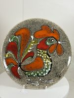 High Quality Stone Style Cockerel Decorative Plate 9.5”