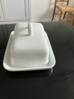 White Ceramic Butter Dish With Lid (7" x 5.5" x 3.5") Microwave Dishwasher Safe