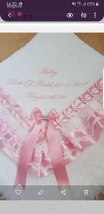 PERSONALISED white/pink baby girls shawl *NEW* for christening or everyday use