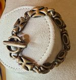Vintage Handmade Sterling Silver Iron Cross Link Bracelet Toggle Closure 7”