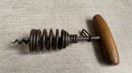 Antique c1890 German Spring Barrel Handle Corkscrew with Retaining Clip