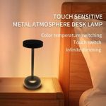 LED Creative Desk Lamp 3-color Touch Charging Night Light USB Ambient Table Lamp
