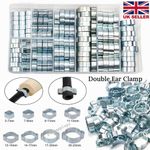 Double Ear Crimp Hose Clamp Zinc Plated Steel Pipe Clip for Automotive Fuel Line