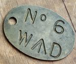 British Military Broad Arrow Brass Identification Tag No. 6 / ABLU 
