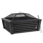 Square Fire Pit, Outdoor Use, 35" - Black