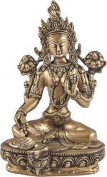 21 cm Green Tara Brass Statues