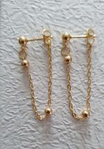 Indian Jewellery Gold Plated Double Two Sided Chain Punk Ball Post Stud Earrings