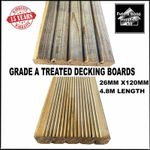 A Grade Treated Dual Sided Timber Garden Decking Boards 144mm or 120mm Wide 4.8m