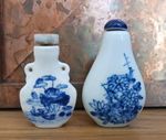 Two Chinese Blue And White Snuff Bottles 8cm H
