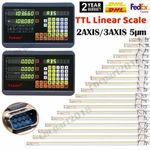 2 3 Axis Digital Readout Linear Scale 5µm DRO Glass Encoder w/ 3meter Cable, DHL
