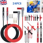 For Fluke 24Pcs Multimeter Test Leads Kit Probe Meter Banana Plug Alligator Clip