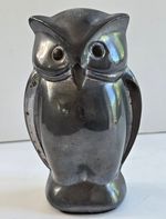 Vintage Pewter Owl Figurine Ornament Brass Detailing