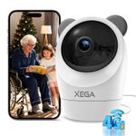 Xega 4G LTE Indoor Security Camera No WiFi, SIM Card CCTV 24/7 Recording White