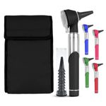 Compact Fiber Optic Otoscope Kit Portable ENT Diagnostic Free Specula Carry Pouc