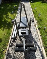 JK Steel Weight Bench w/ Barbell Rack, Leg Extension & Preacher Pad Black/Grey
