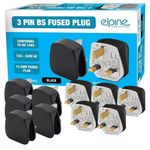 10 X BLACK MAINS PLUG ELECTRIC POWER SOCKET ADAPTOR FUSED ADAPTER UK 3 PIN 13AMP