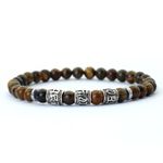 Men's Howlite Lava Tiger Eye Bead Bracelet Viking Adjustable Stone Bracelet