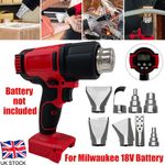 Cordless Heat Gun Hot Air Gun Cordless Compatible with Milwaukee 18V Battery UK