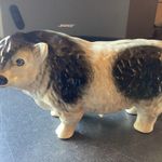 Black/Grey/White Ceramic Bull 24x14x11cm No Makers Mark Vintage Exc Used Con