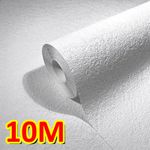 10M Thick Textured White Paintable SelfAdhesive Insulation Linen Plain`Wallpaper