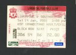Liverpool v Southampton 2001-2002 Premier League Ticket 19/01/2002
