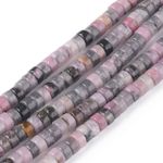 Jade Gemstone Heishi Beads - Natural Pink & Black Disc Crystal - 4.5mm -1 Strand