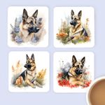 German Shepherd / Alsatian Coasters Set Of 4, Gift, Present Birthday Christmas