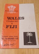 Wales Under 25 V Fiji 1970 Match Programme Rugby Union