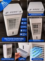 6L Portable Air Cooler Evaporative Fan 3 Speed Oscillating Cooling White New