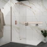 Brushed Bronze Walk In Wet Room Shower Screen 8mm Easy Clean Glass - Support Arm