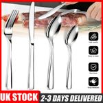32Piece Cutl-ery Dinner Set Stainless Steel  Forks Tea Spoons Mirror Polished UK