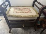 Vintage Piano Stool with Under-Seat Storage