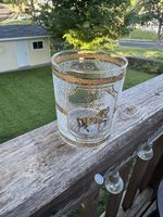 VTG MCM Texas Six Flags 22k Gold, Rocks Glass/DBL Culver Barware 4 1/8"