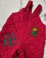 Vintage 1980s STMichael’s Baby dungaree Quilted Teddy Bear Button Snowsuit 0-3M
