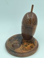 Antique Spanish Souvenir Treen Box Shaped as an Acorn