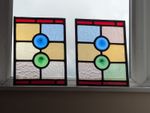 RENOVATED: Pair Vintage Compact Stained Glass Windows Panels